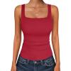 imageANRABESS Tank Top for Women Summer 2026 Double Lined Sleeveless Square Neck Basic Tight Workout Tees ShirtsRed