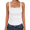 imageANRABESS Tank Top for Women Summer 2026 Double Lined Sleeveless Square Neck Basic Tight Workout Tees ShirtsWhite