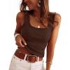 imageANRABESS Tank Tops for Women Summer 2026 Square Neck Ruffle Straps Ribbed Knit Slim Fit Casual Cute Sleeveless Sweater TankRed Brown