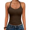 imageANRABESS Women Halter Crop Tank Tops V Neck Backless Ribbed Fitted Sleeveless Cami Shirts 2026 Summer Workout Gym ClothesCoffee