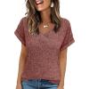 imageANRABESS Women Tops Summer Sweaters Short Sleeve V Neck Shirts 2026 Spring Fashion Dressy Casual Business Tunic BlousesRust