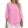 imageANRABESS Womens 34 Sleeve Blouses Dressy Casual Double Layers Shirts Flowy Tunic Top 2026 Spring Beach Vacation ClothesPink