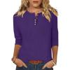 imageANRABESS Womens 34 Sleeve Tops Henley Shirts Casual Trendy Button T Shirts 2026 Summer Basic TunicPurple