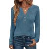 imageANRABESS Womens Henley Shirts Long Sleeve Tunic Tops 2025 Fall Fashion Outfits Ribbed Knit Sweaters Ladies Casual ClothesTeal