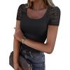 imageANRABESS Womens Short Sleeve Shirts Scoop Neck Lace Going Out Tops Slim Fit Rib Knit Casual Tee 2026 Summer Fashion OutfitsBlack