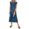 imageANRABESS Womens Summer Casual Midi Dress Sleeveless Crewneck Loose Split WrinkleFree Beach Travel Vacation Long SundressDeep Blue