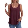 imageANRABESS Womens Tank Tops Lace Shoulder Scoop Neck Flowy Sleeveless Tops Casual Cute Tanks Summer Outfits Beach Vacation 2026Wine Red