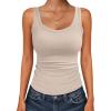 imageANRABESS Womens Tank Tops Summer Workout Scoop Neck Ribbed Tight Knit Sleeveless Going Out Basic Tee Shirts Vacation ClothesBeige