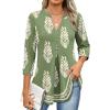 imageANRABESS Womens Tops Business Dressy Casual Blouses 34 Length Sleeve Shirts 2026 Fall Work Tunic Tee TShirts Office OutfitsGreen Flower