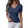 imageANRABESS Womens Tops Short Sleeve V Neck Shirts Slim Fit Ribbed Knit Shirt 2026 Summer Dressy Casual Lightweight SweatersDark Blue