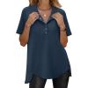 imageANRABESS Womens Waffle Knit Tops Summer Short Sleeve Henley Shirts Dressy Casual Blouse 2026 Spring Loose Tunics OutfitsNavy Blue
