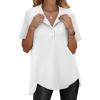 imageANRABESS Womens Waffle Knit Tops Summer Short Sleeve Henley Shirts Dressy Casual Blouse 2026 Spring Loose Tunics OutfitsWhite