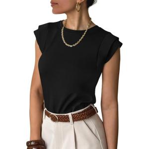 imageANRABESS Business Casual Tops for Womens Cap Sleeve Summer Dressy Shirts 2026 Trendy Work Office Outfits ClothingBlack