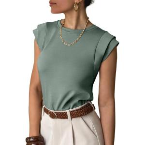 imageANRABESS Business Casual Tops for Womens Cap Sleeve Summer Dressy Shirts 2026 Trendy Work Office Outfits ClothingLight Green
