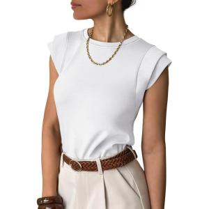 imageANRABESS Business Casual Tops for Womens Cap Sleeve Summer Dressy Shirts 2026 Trendy Work Office Outfits ClothingWhite