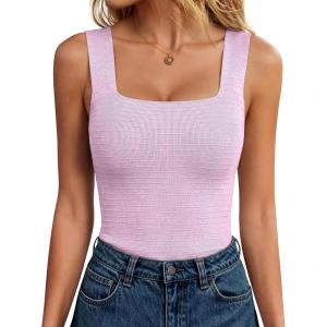imageANRABESS Tank Tops for Women 2026 Summer Square Neck Sleeveless Rib Knit Basic Slim Fit Shirts Casual Basic Workout ClothesLight Pink