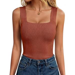 imageANRABESS Tank Tops for Women 2026 Summer Square Neck Sleeveless Rib Knit Basic Slim Fit Shirts Casual Basic Workout ClothesRust