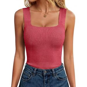 imageANRABESS Tank Tops for Women 2026 Summer Square Neck Sleeveless Rib Knit Basic Slim Fit Shirts Casual Basic Workout ClothesWatermelon Red