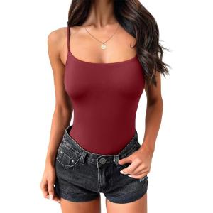 imageANRABESS Tank Tops for Women Square Neck Adjustable Spaghetti Strap Double Lined Camisole Tops Summer Basic Cami ShirtsDeep Red
