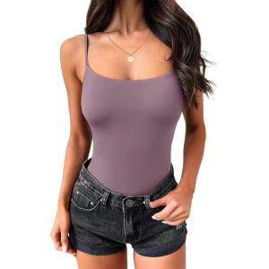 imageANRABESS Tank Tops for Women Square Neck Adjustable Spaghetti Strap Double Lined Camisole Tops Summer Basic Cami ShirtsGrey Purple