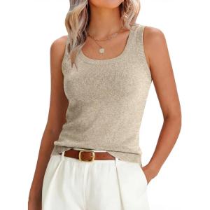 imageANRABESS Tank Tops for Women Wool Blend Sweaters Sleeveless Casual Summer Fitted Shirts 2026 Spring Beach Vacation ClothesAlmond
