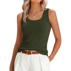 imageANRABESS Tank Tops for Women Wool Blend Sweaters Sleeveless Casual Summer Fitted Shirts 2026 Spring Beach Vacation ClothesArmy Green