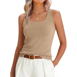 imageANRABESS Tank Tops for Women Wool Blend Sweaters Sleeveless Casual Summer Fitted Shirts 2026 Spring Beach Vacation ClothesCamel