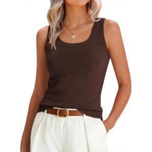 imageANRABESS Tank Tops for Women Wool Blend Sweaters Sleeveless Casual Summer Fitted Shirts 2026 Spring Beach Vacation ClothesChocolate Brown