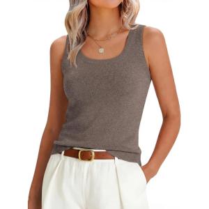 imageANRABESS Tank Tops for Women Wool Blend Sweaters Sleeveless Casual Summer Fitted Shirts 2026 Spring Beach Vacation ClothesCoffee