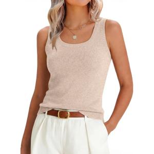 imageANRABESS Tank Tops for Women Wool Blend Sweaters Sleeveless Casual Summer Fitted Shirts 2026 Spring Beach Vacation ClothesCream White