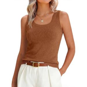 imageANRABESS Tank Tops for Women Wool Blend Sweaters Sleeveless Casual Summer Fitted Shirts 2026 Spring Beach Vacation ClothesDark Caramel
