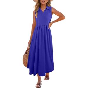 imageANRABESS Womens Casual Dress Summer Sleeveless V Neck Sundress Aline Flowy Beach Maxi Dresses Travel 2026 Vacation OutfitsRoyal Blue