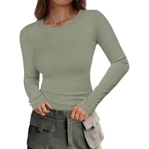 imageANRABESS Womens Long Sleeve Shirts Crew Neck Fitted Knit Casual TShirt Going Out Tops Basic Tees Fall Fashion Outfits 2025Light Green