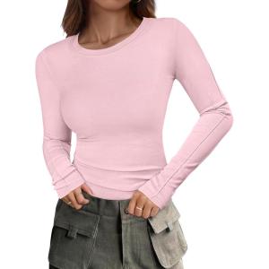 imageANRABESS Womens Long Sleeve Shirts Crew Neck Fitted Knit Casual TShirt Going Out Tops Basic Tees Fall Fashion Outfits 2025Pink