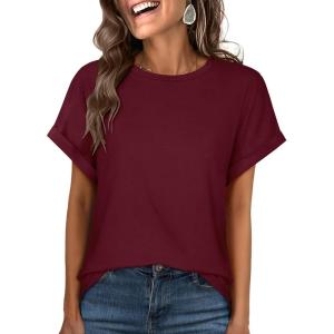imageANRABESS Womens Oversized Short Sleeve T ShirtsBurgundy