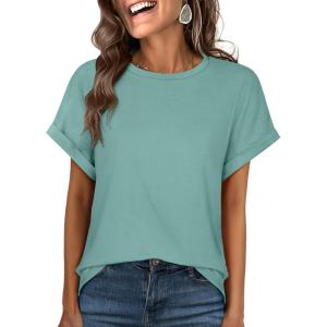 imageANRABESS Womens Oversized Short Sleeve T ShirtsCadet Blue