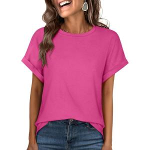 imageANRABESS Womens Oversized Short Sleeve T ShirtsHot Pink