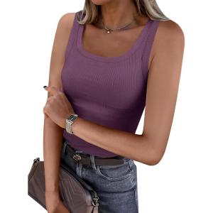 imageANRABESS Womens Sleeveless Scoop Neck Tank Top Ribbed Fitted Summer Basic Slim Cute Tops 2026Dark Purple