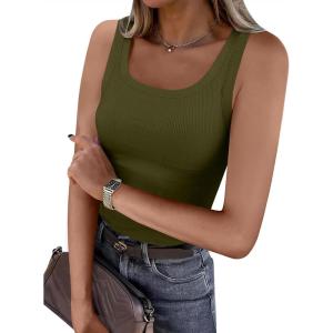 imageANRABESS Womens Sleeveless Scoop Neck Tank Top Ribbed Fitted Summer Basic Slim Cute Tops 2026Green