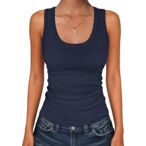 imageANRABESS Womens Sleeveless Scoop Neck Tank Tops 2026 Summer Casual Basic Slim Fit Ribbed Knit Racerback Workout Cami ShirtsNavy Blue