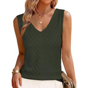 imageANRABESS Womens V Neck Tank Tops Sleeveless Knit Summer Sweater Shirts 2026 Trendy Business Casual Dressy Work OutfitsArmy Green