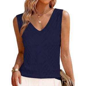 imageANRABESS Womens V Neck Tank Tops Sleeveless Knit Summer Sweater Shirts 2026 Trendy Business Casual Dressy Work OutfitsNavy Blue