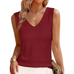 imageANRABESS Womens V Neck Tank Tops Sleeveless Knit Summer Sweater Shirts 2026 Trendy Business Casual Dressy Work OutfitsRed