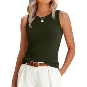 imageANRABESS Womens Wool Blend Tank Tops Sweaters Sleeveless Soft Fitted Business Casual Sweater Shirts 2026 Summer ClothesArmy Green