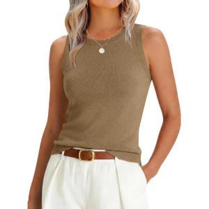 imageANRABESS Womens Wool Blend Tank Tops Sweaters Sleeveless Soft Fitted Business Casual Sweater Shirts 2026 Summer ClothesCamel