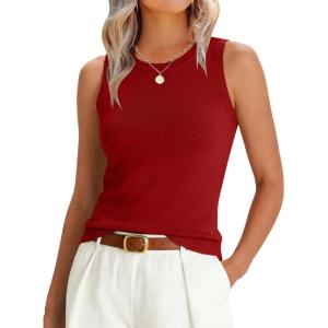 imageANRABESS Womens Wool Blend Tank Tops Sweaters Sleeveless Soft Fitted Business Casual Sweater Shirts 2026 Summer ClothesRed