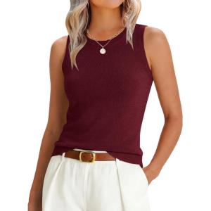 imageANRABESS Womens Wool Blend Tank Tops Sweaters Sleeveless Soft Fitted Business Casual Sweater Shirts 2026 Summer ClothesWine Red