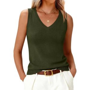 imageANRABESS Womens Wool Blend Tank Tops V Neck Sleeveless Sweater Business Casual Work Knit Shirts Slim Fit 2026 Summer OutfitsArmy Green