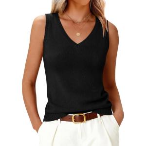 imageANRABESS Womens Wool Blend Tank Tops V Neck Sleeveless Sweater Business Casual Work Knit Shirts Slim Fit 2026 Summer OutfitsBlack