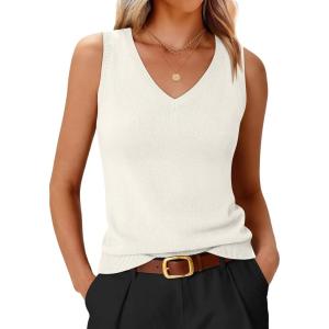 imageANRABESS Womens Wool Blend Tank Tops V Neck Sleeveless Sweater Business Casual Work Knit Shirts Slim Fit 2026 Summer OutfitsCream White